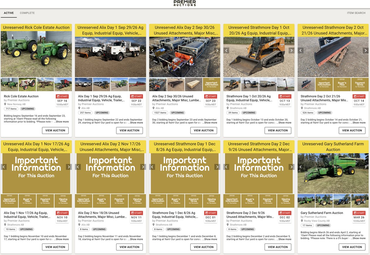 Premier Auctions Bidding Platform